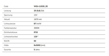 LED Streifen 20W Strip 5m 1800lm 120° IP20 12V Warmweiss 3000K DIMMBAR