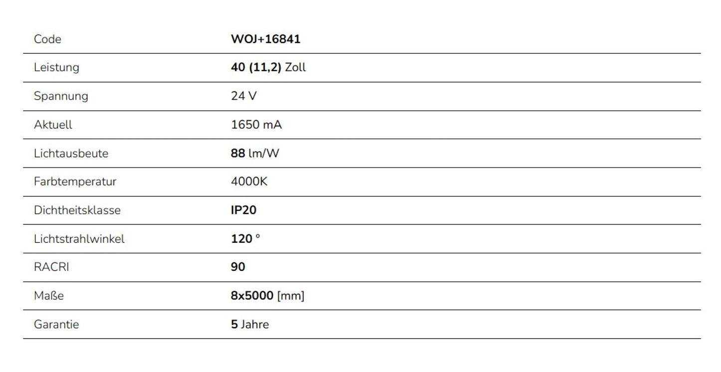 LED Streifen 40W 5m 3500lm 120° IP20 ohne Abdeckung 24V Neutralweiss 4000K DIMMBAR