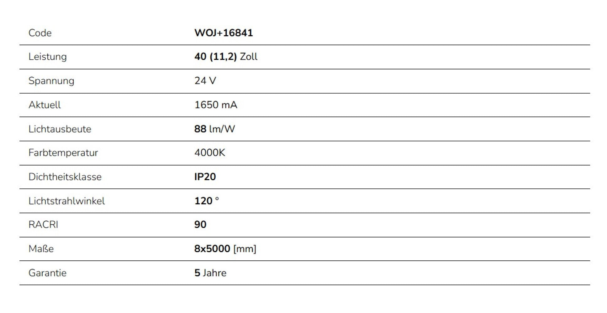LED Streifen 40W 5m 3500lm 120° IP20 ohne Abdeckung 24V Neutralweiss 4000K DIMMBAR