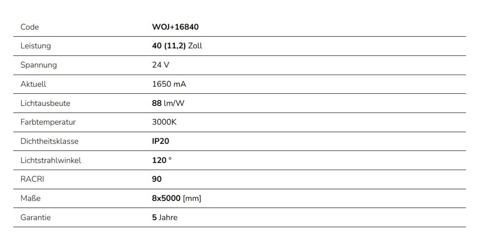 LED Streifen 40W 5m 3500lm 120° IP20 ohne Abdeckung 24V Warmweiss 3000K DIMMBAR