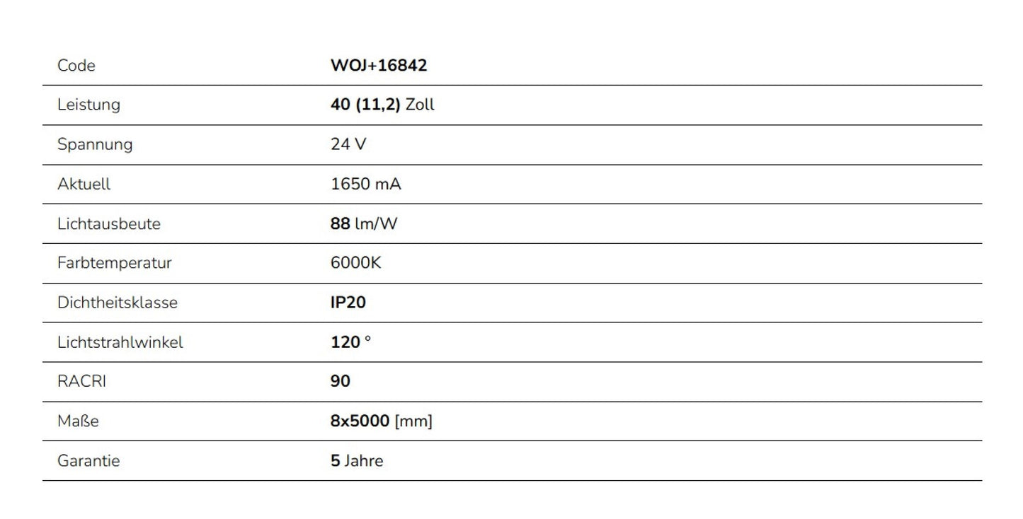 LED Streifen 40W 5m 3500lm 120° IP20 ohne Abdeckung 24V Warmweiss 3000K DIMMBAR