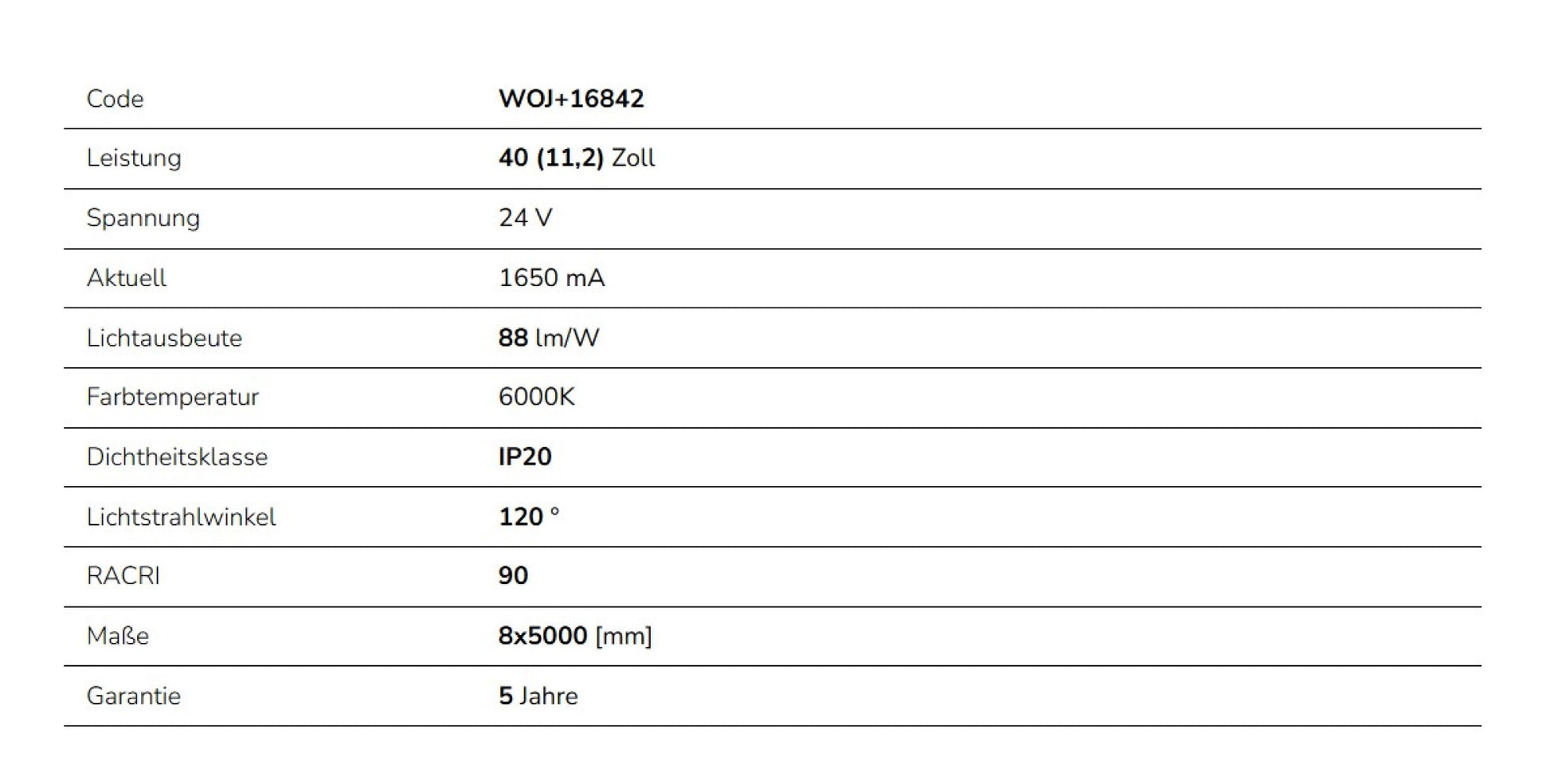 LED Streifen 40W 5m 3500lm 120° IP20 ohne Abdeckung 24V Warmweiss 3000K DIMMBAR