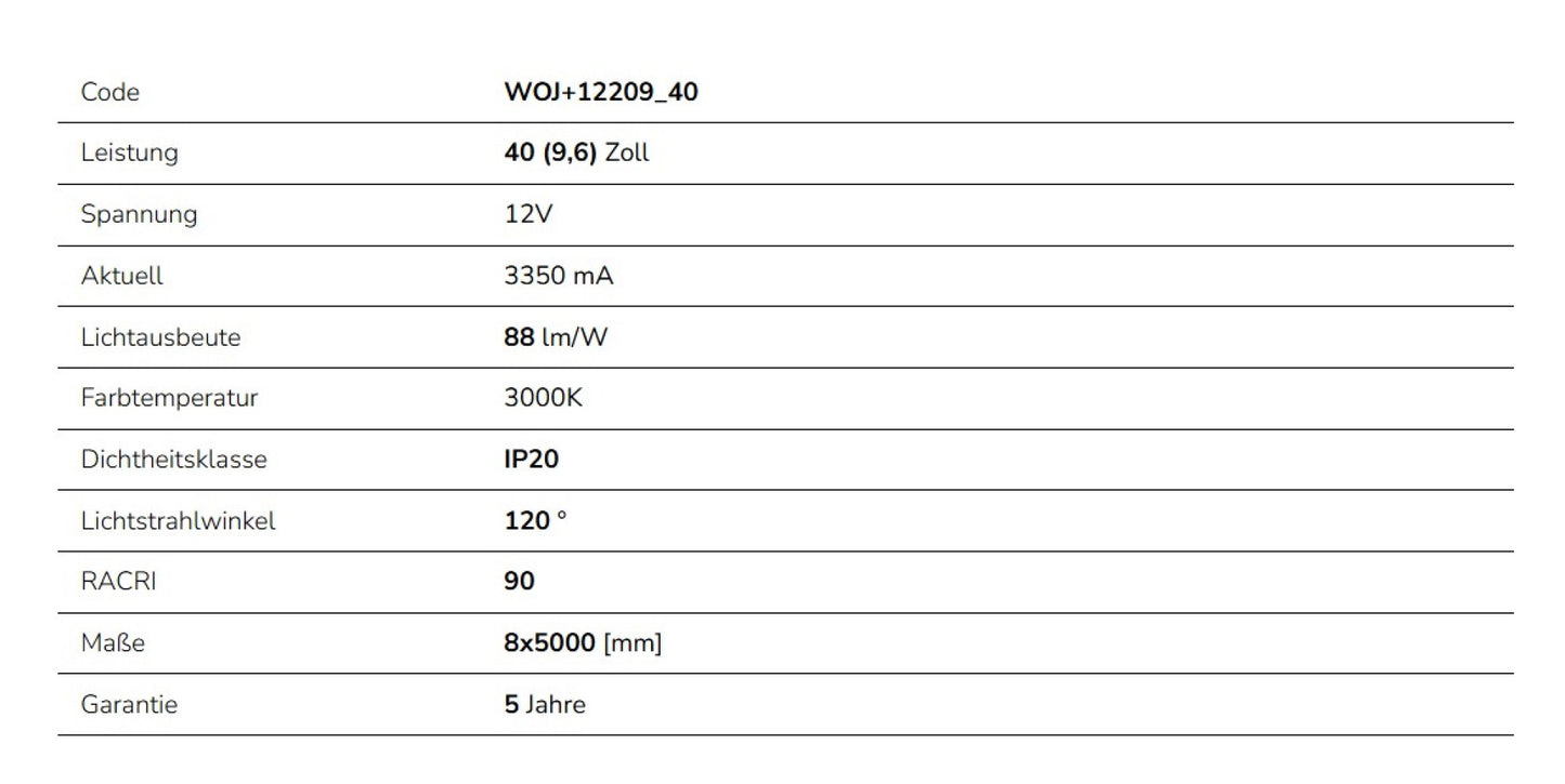 LED Streifen 40W Strip 5m 3500lm 120° IP20 12V Warmweiss 3000K DIMMBAR