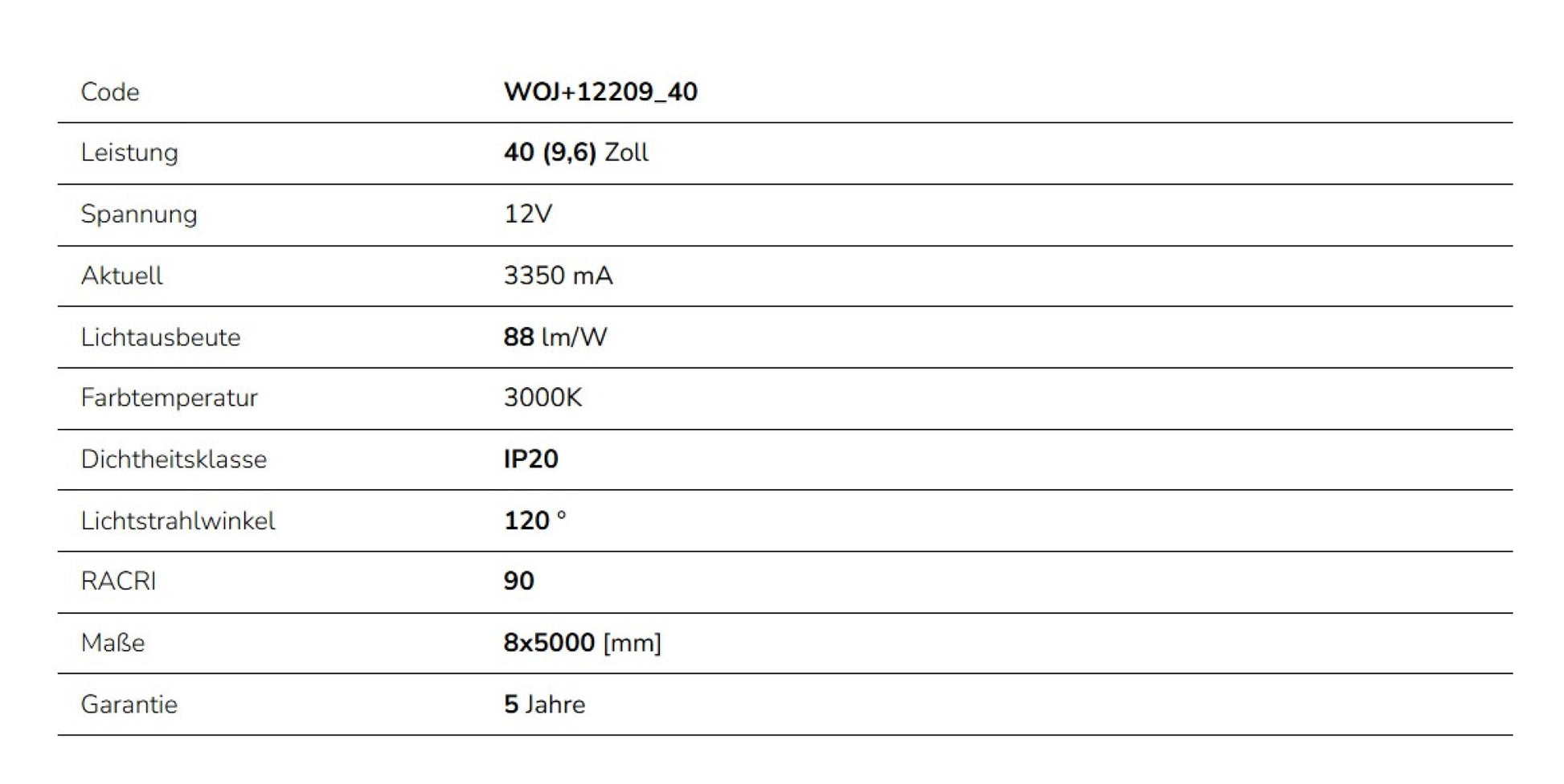 LED Streifen 40W Strip 5m 3500lm 120° IP20 12V Warmweiss 3000K DIMMBAR