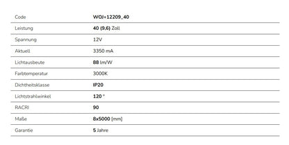 LED Streifen 40W Strip 5m 3500lm 120° IP20 12V Warmweiss 3000K DIMMBAR