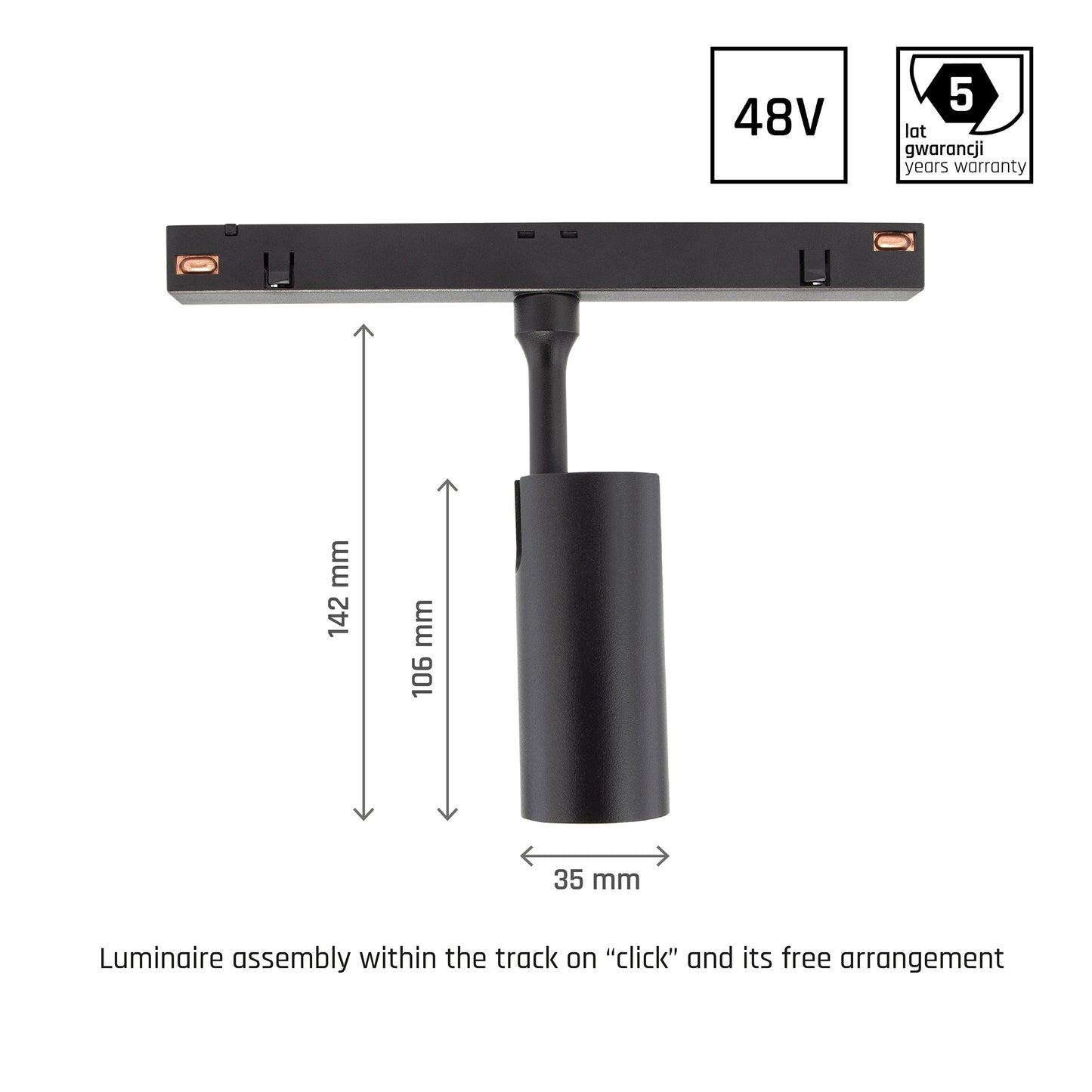 LED SYSTEM CCT Shift Spot S 6W 48V Schienensystem 24° Stromschienenstrahler 555lm schwarz 2700-4000K CCT