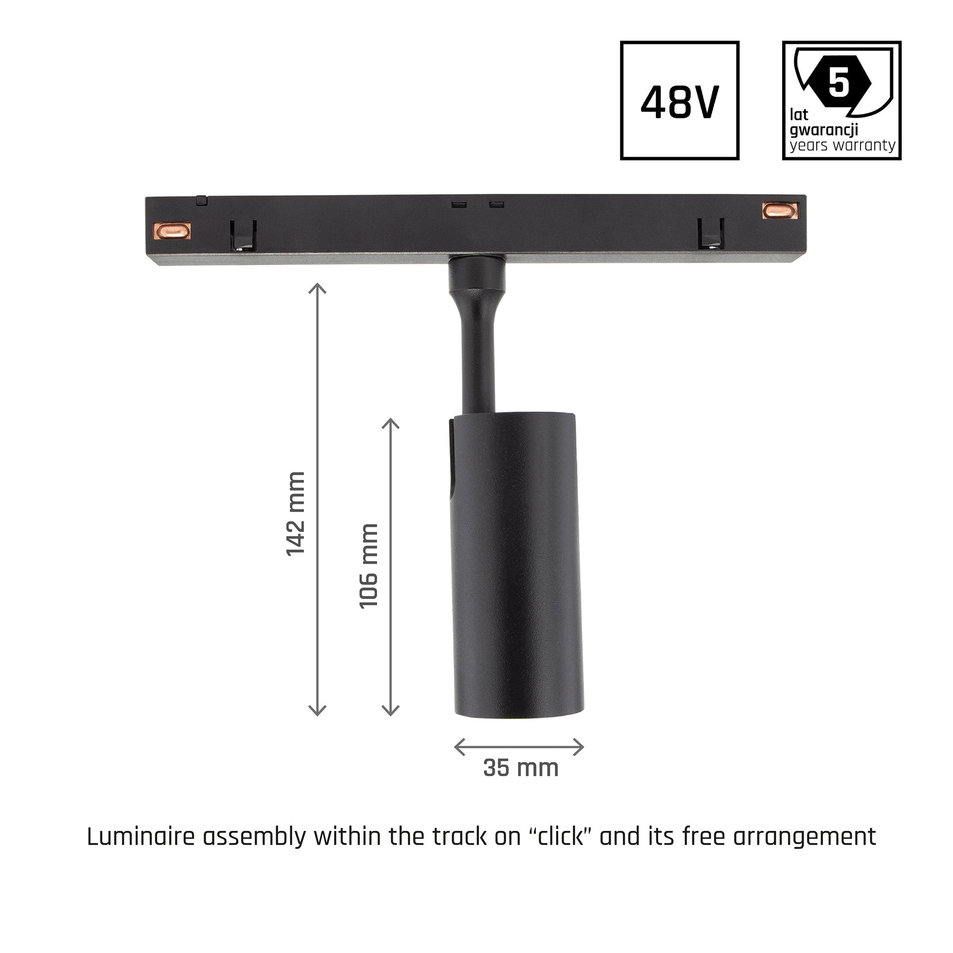 LED SYSTEM CCT Shift Spot S 6W 48V Schienensystem 24° Stromschienenstrahler 555lm schwarz 2700-4000K CCT