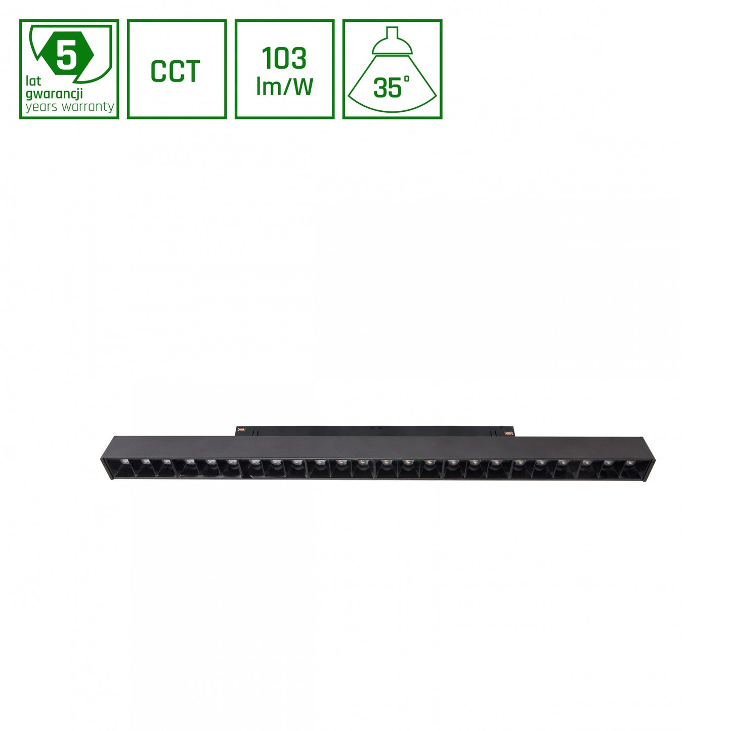 LED SYSTEM Shift CCT GRID L 22W 48V Schienensystem Switch 35° UGR&lt;19 2250lm schwarz 2700-4000K CCT