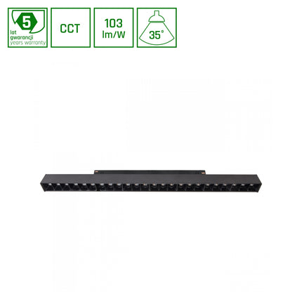 LED SYSTEM Shift CCT GRID L 22W 48V Schienensystem Switch 35° UGR&lt;19 2250lm schwarz 2700-4000K CCT