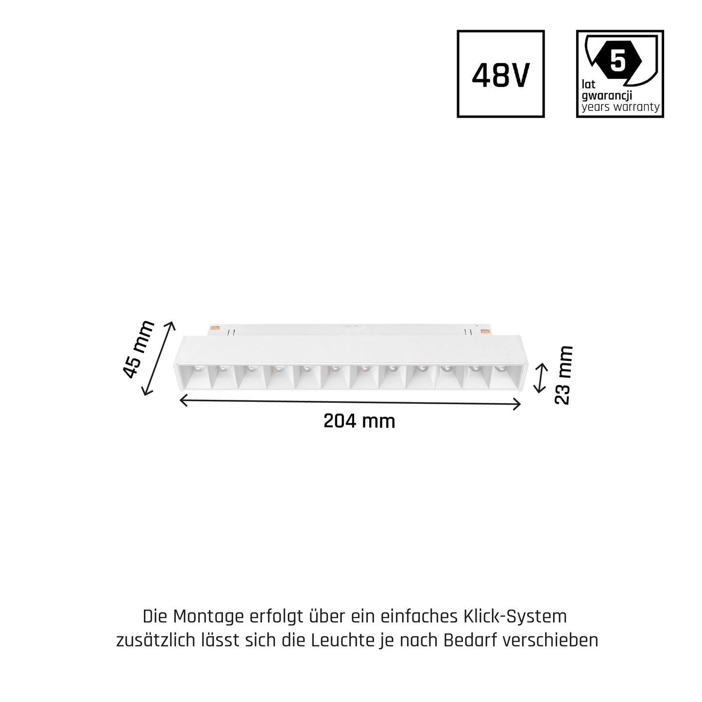 LED SYSTEM Shift CCT GRID S 12W 48V Schienensystem 35° Stromschienenstrahler 1200lm UGR&lt;19 weiss 2700-4000K CCT