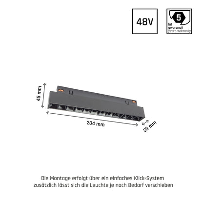 LED SYSTEM Shift GRID S 12W 48V Schienensystem 35° Stromschienenstrahler 1200lm schwarz Warmweiss 3000K