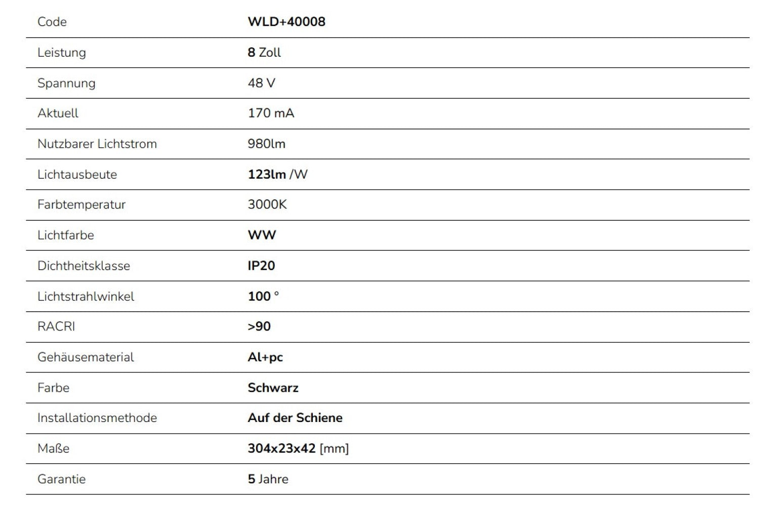 LED SYSTEM Shift Lines S 8W 48V Schienensystem 100° Stromschienenstrahler 940lm schwarz Warmweiss 3000K