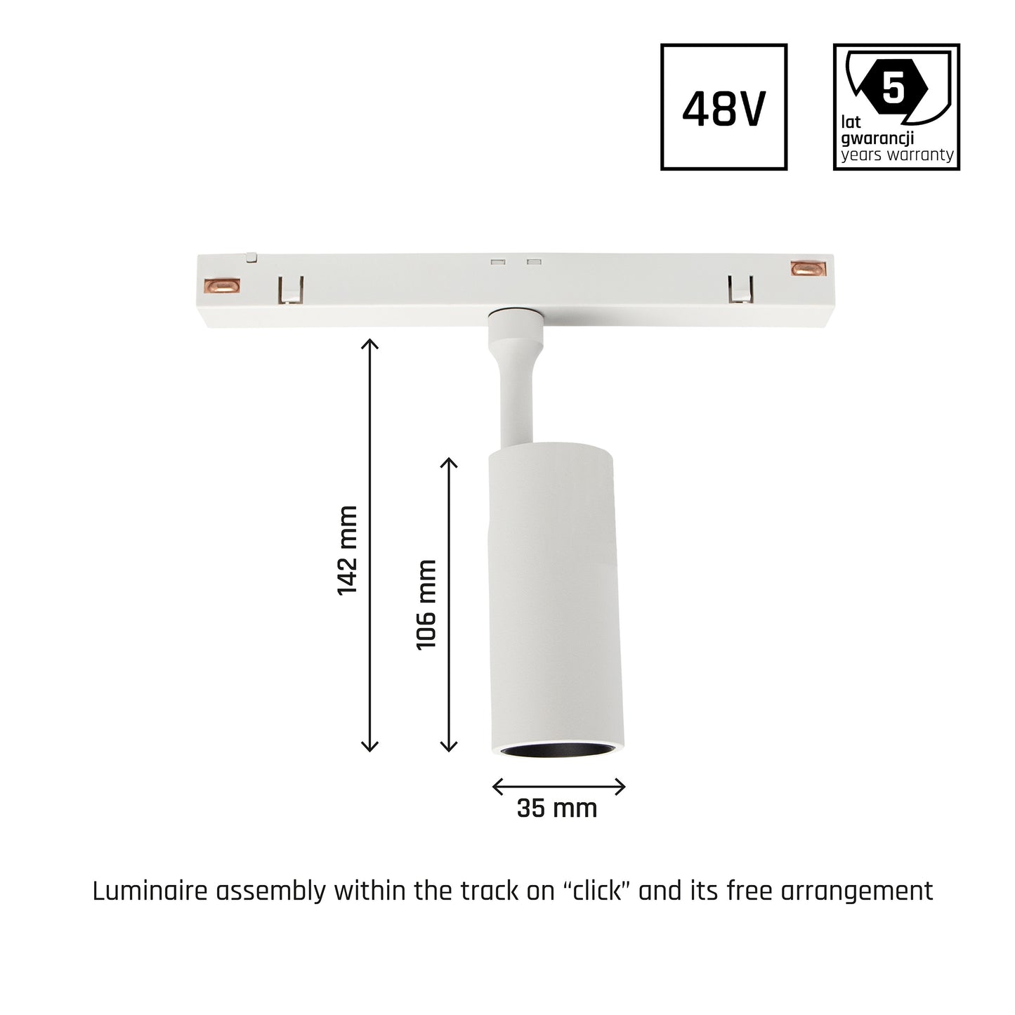 LED SYSTEM Shift Spot S 6W 48V Schienensystem 24° Stromschienenstrahler 555lm weiss 2700-4000K CCT