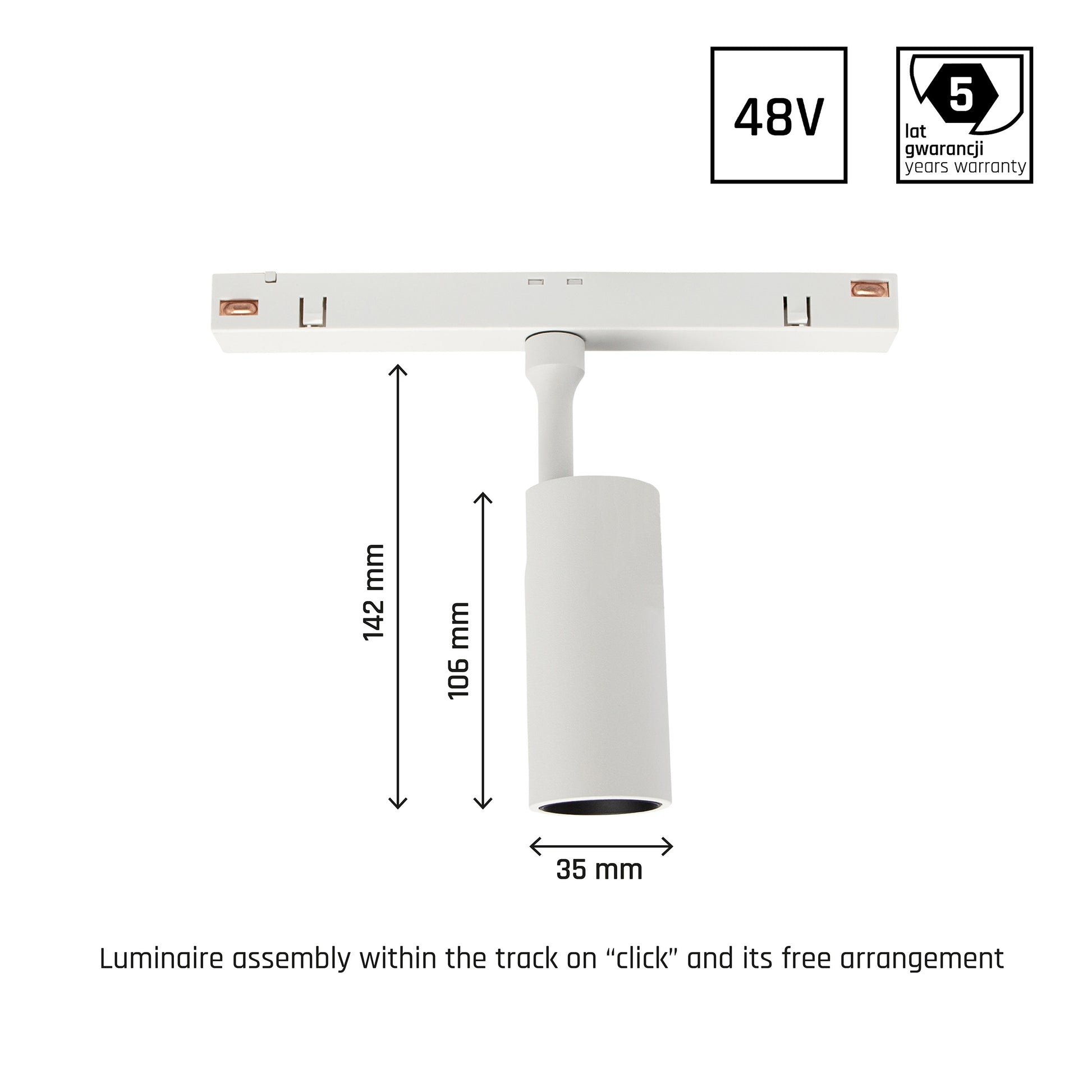 LED SYSTEM Shift Spot S 6W 48V Schienensystem 24° Stromschienenstrahler 555lm weiss 2700-4000K CCT