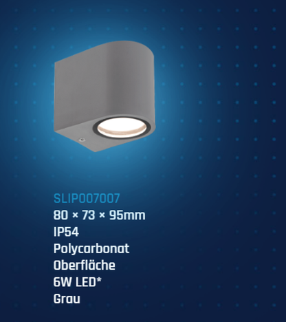 LED Wandleuchte PARETE GU10 Außenleuchte grau IP54 max. 6W rund