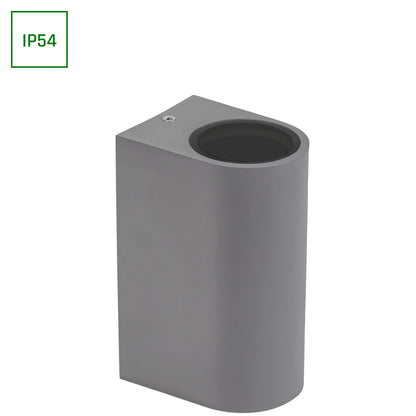 LED Wandleuchte PARETE GU10 Außenleuchte grau IP54 Up &amp; Down max. 2x6W rund