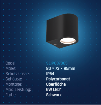 LED Wandleuchte PARETE GU10 Außenleuchte schwarz IP54 max. 6W rund