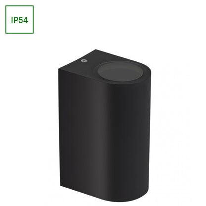 LED Wandleuchte PARETE GU10 Außenleuchte schwarz IP54 Up &amp; Down max. 2x6W rund