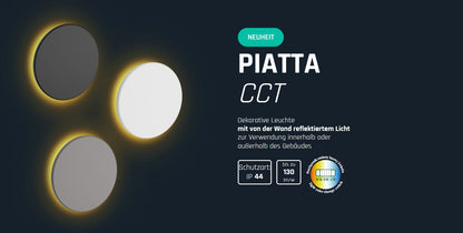 LED Wandleuchte PIATTA 12W Aussenleuchte 1500 lm grau IP44 rund CCT 3000-6000K