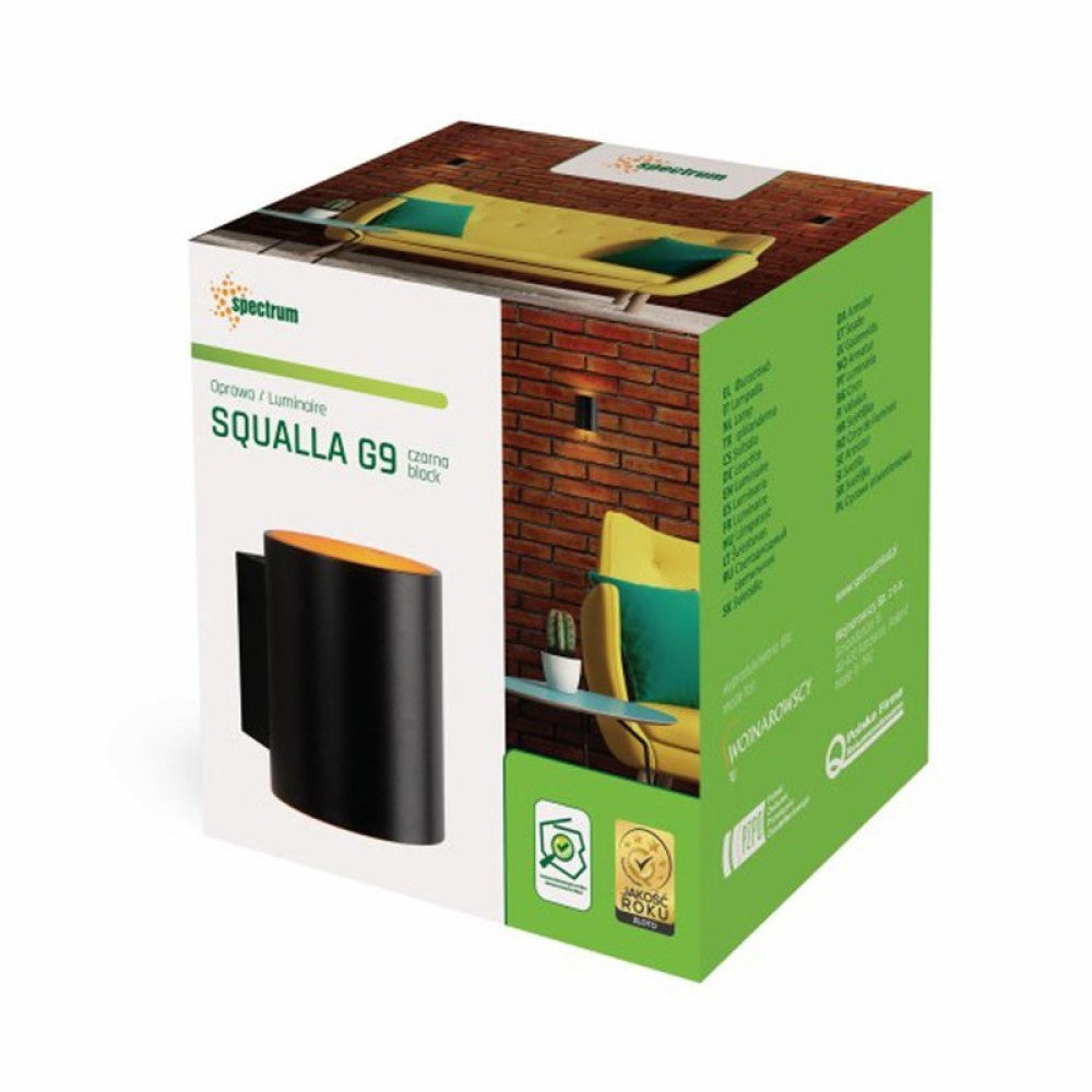LED Wandleuchte Squalla G9 schwarz matt &amp; Gold IP20 Up &amp; Down max. 10W rund