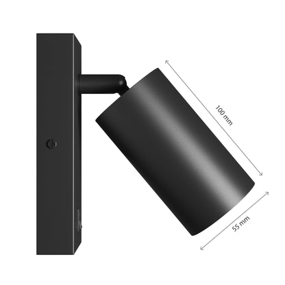 LED Wandleuchte SQUALLA VARIOSA SWITCH GU10 mit Schalter IP20 rund schwarz max. 10W