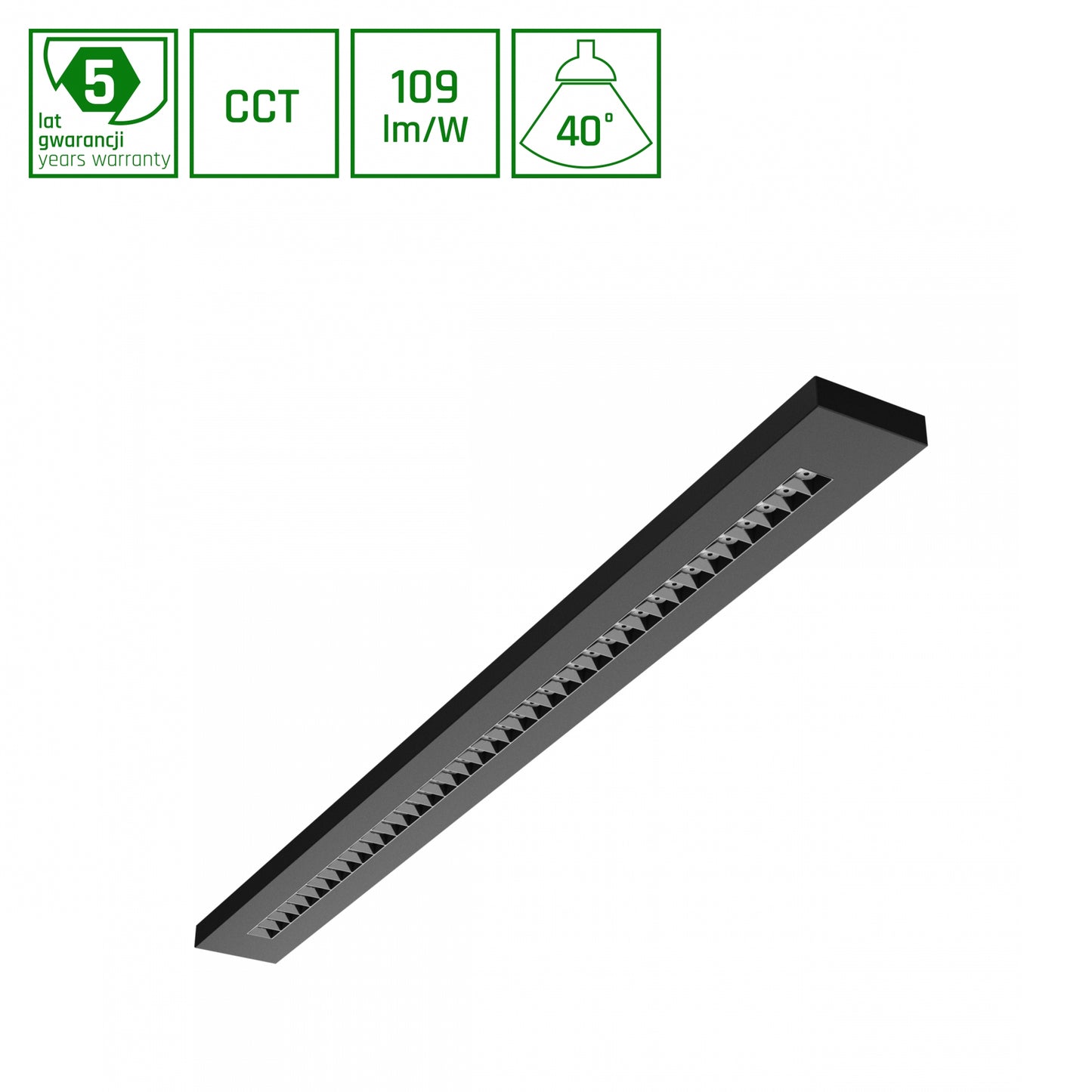 LED WLD PLANK 120cm Deckenleuchte 20-40W 4350lm Schwarz 40° 230V IP20 2700-6000K CCT