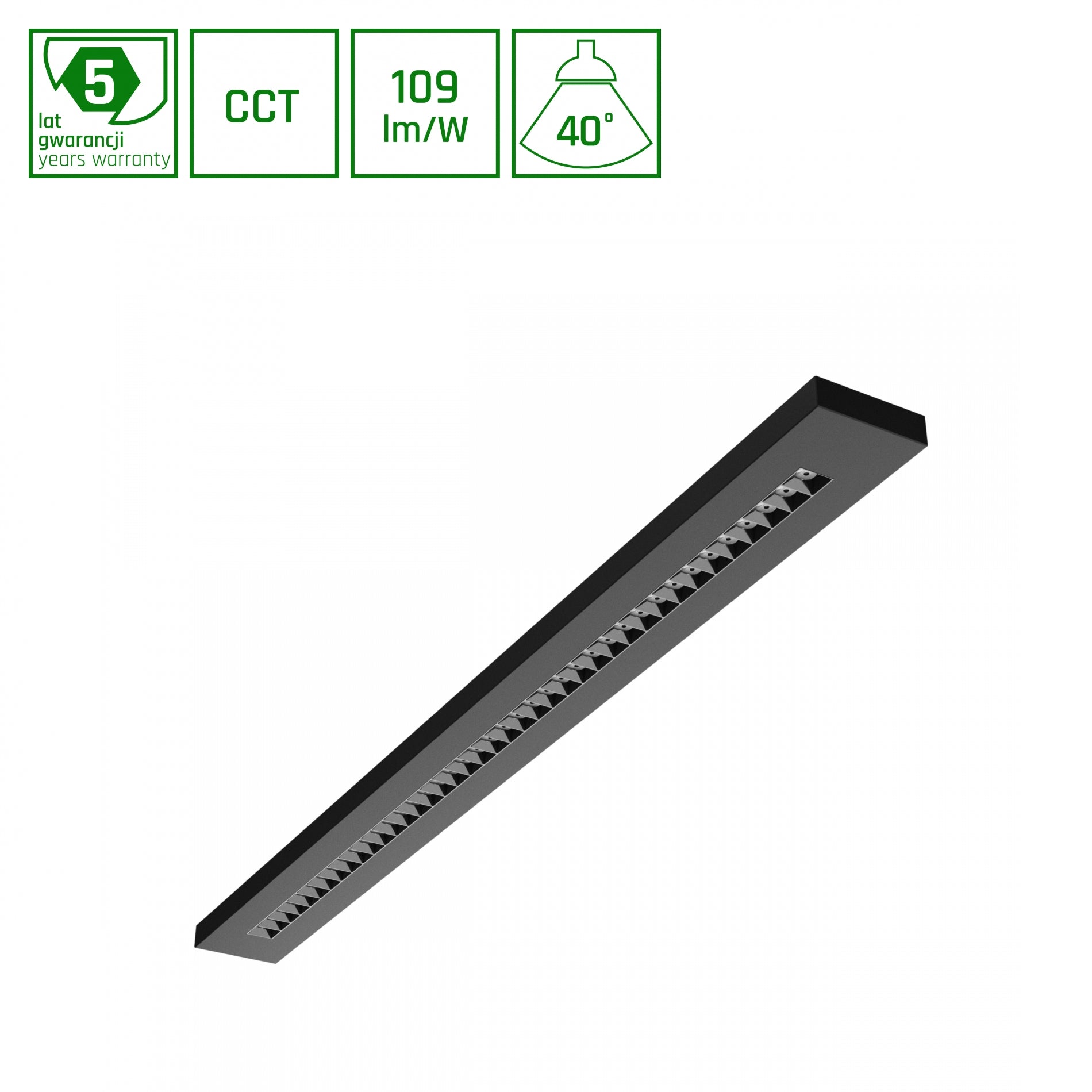 LED WLD PLANK 120cm Deckenleuchte 20-40W 4350lm Schwarz 40° 230V IP20 2700-6000K CCT