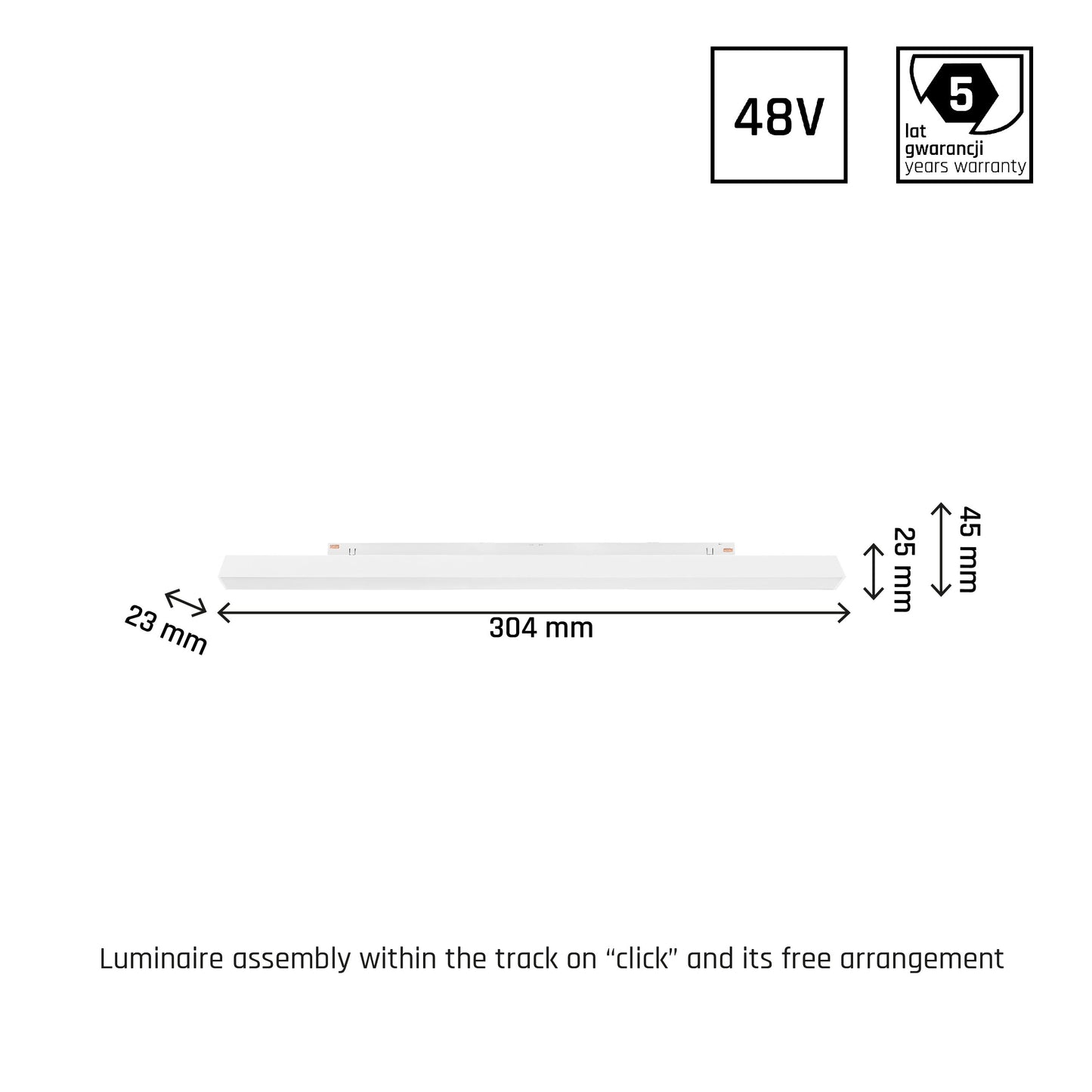 Smarte LED-Schienenleuchte 48V Line S 8W Weiß 304mm CCT Dimmbar Zigbee Hue kompatibel