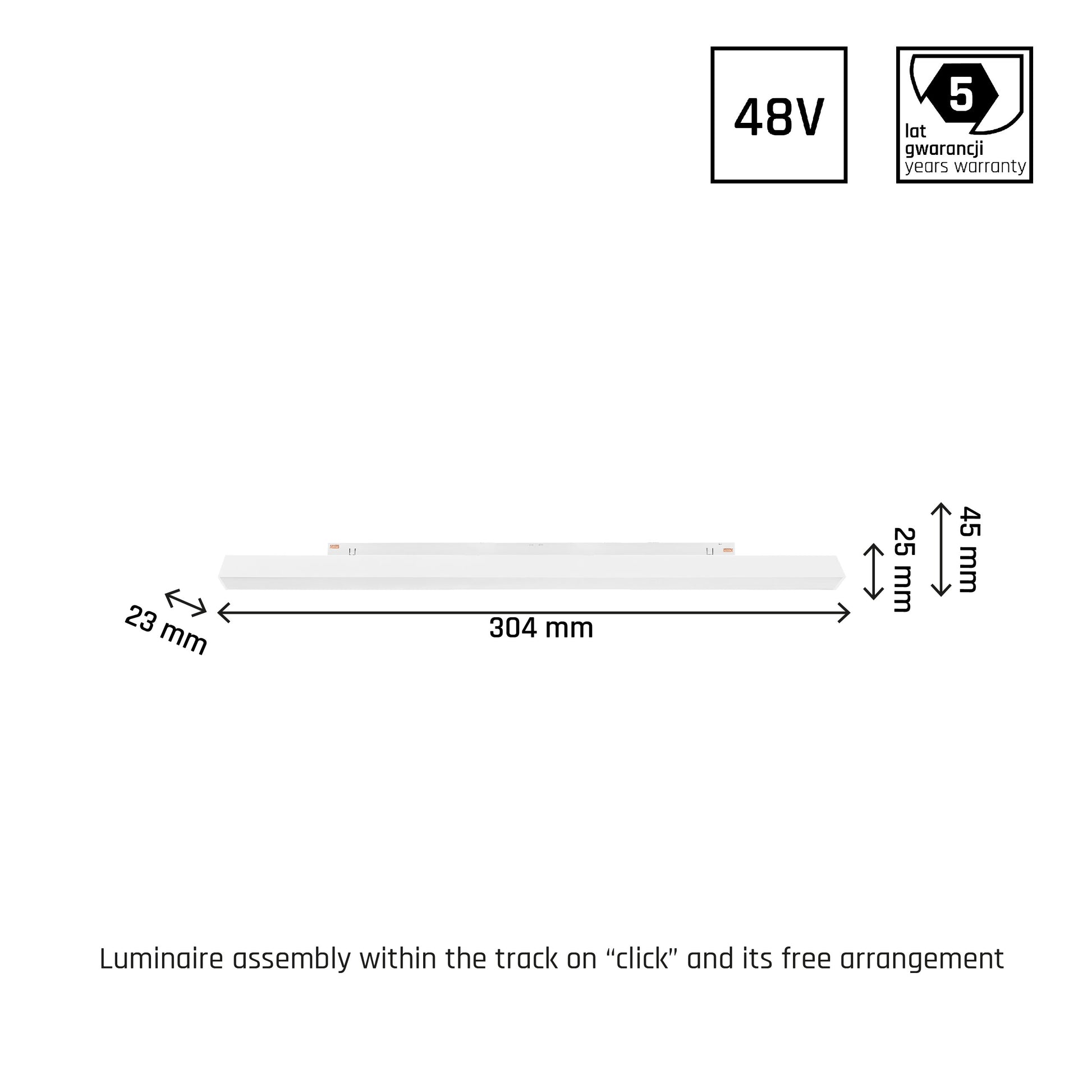 Smarte LED-Schienenleuchte 48V Line S 8W Weiß 304mm CCT Dimmbar Zigbee Hue kompatibel