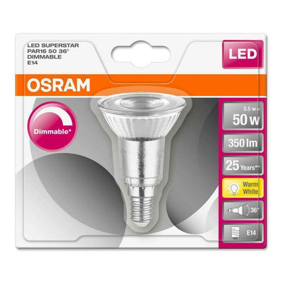 Osram LED E14 PAR16 5,5W = 50W Glas 36° Reflektor 350lm Warmweiß 2700K DIMMBAR