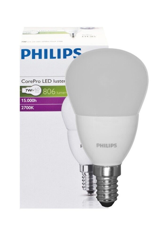 Philips LED CorePro E14 P48 7W = 60W Tropfenform 806lm 230V Warmweiß 2700K