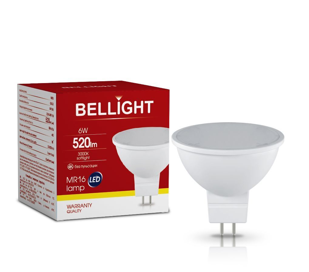Bellight LED MR16 GU5,3 6W=50W Leuchtmittel 230V Lampe 510lm Spot 360° Warmweiß 3000K