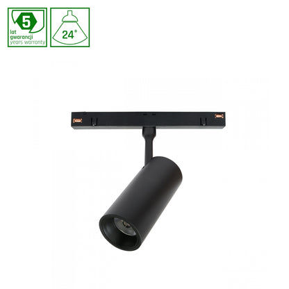 SPOT M LED Stromschienenstrahler 48V 10W 24° Warmweiß DALI Dimmbar Schwarz 2-Phasen