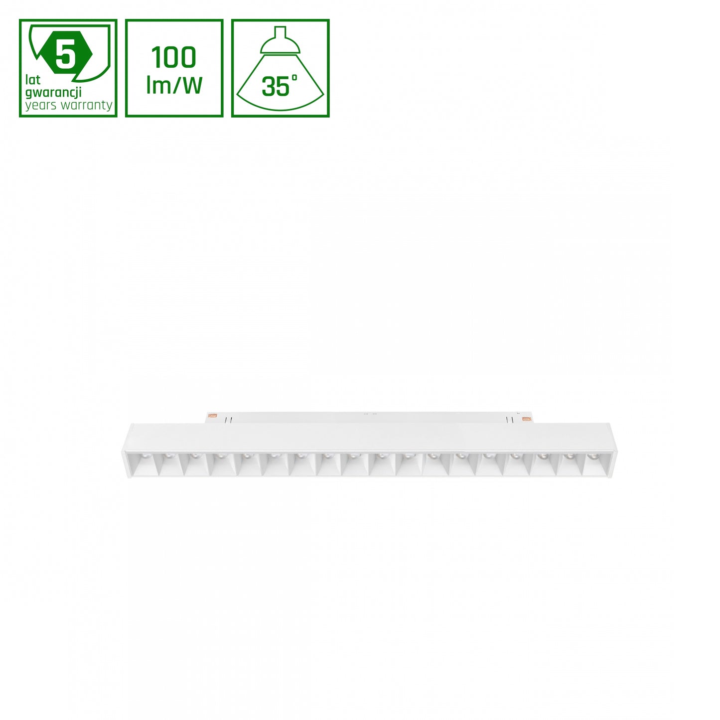 GRID M LED Stromschienenstrahler 48V 17W 35° Warmweiß DALI Dimmbar Weiß blendfrei