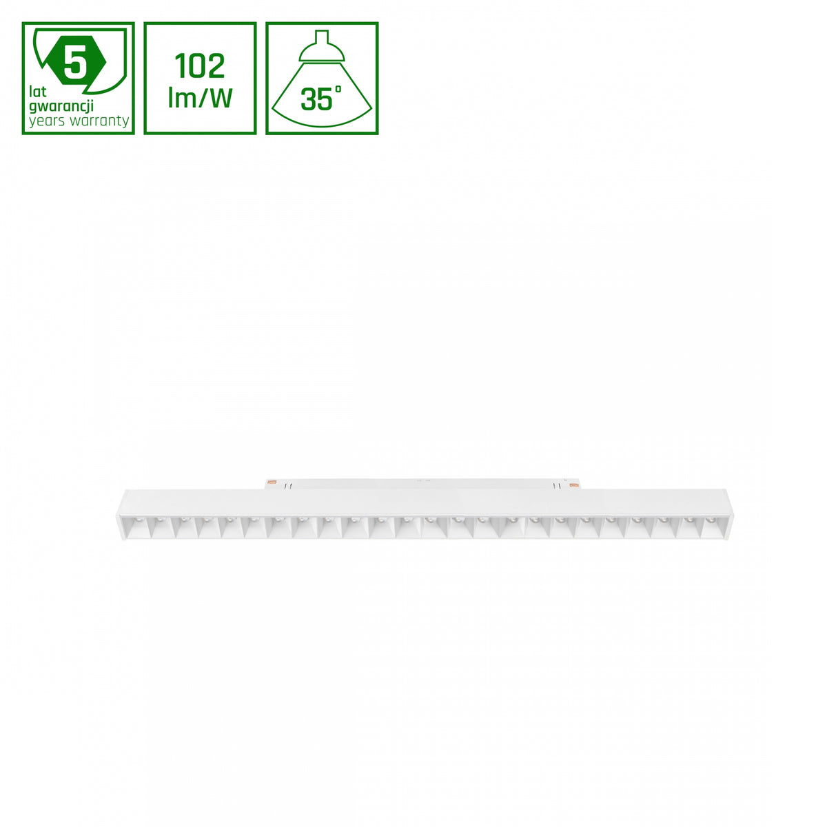 GRID L LED Stromschienenstrahler 48V 22W 35° Warmweiß DALI Dimmbar Weiß
