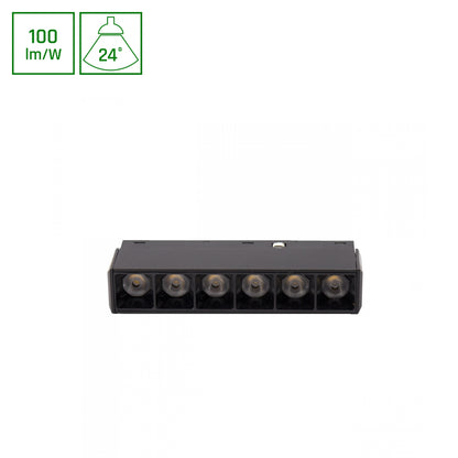 BASIC GRID XS LED Stromschienenstrahler 48V 6W 24° Warmweiß 3000K Schwarz blendfrei