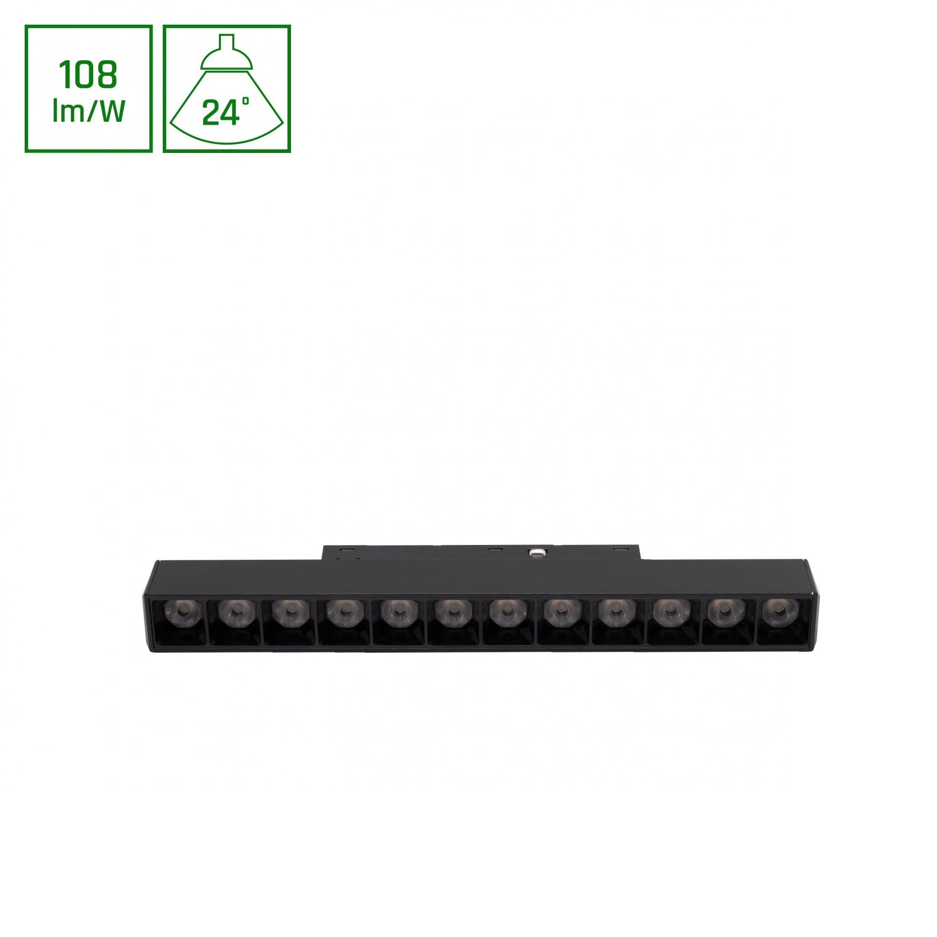 BASIC GRID S LED Stromschienenstrahler 48V 12W 24° Warmweiß 3000K Schwarz blendfrei