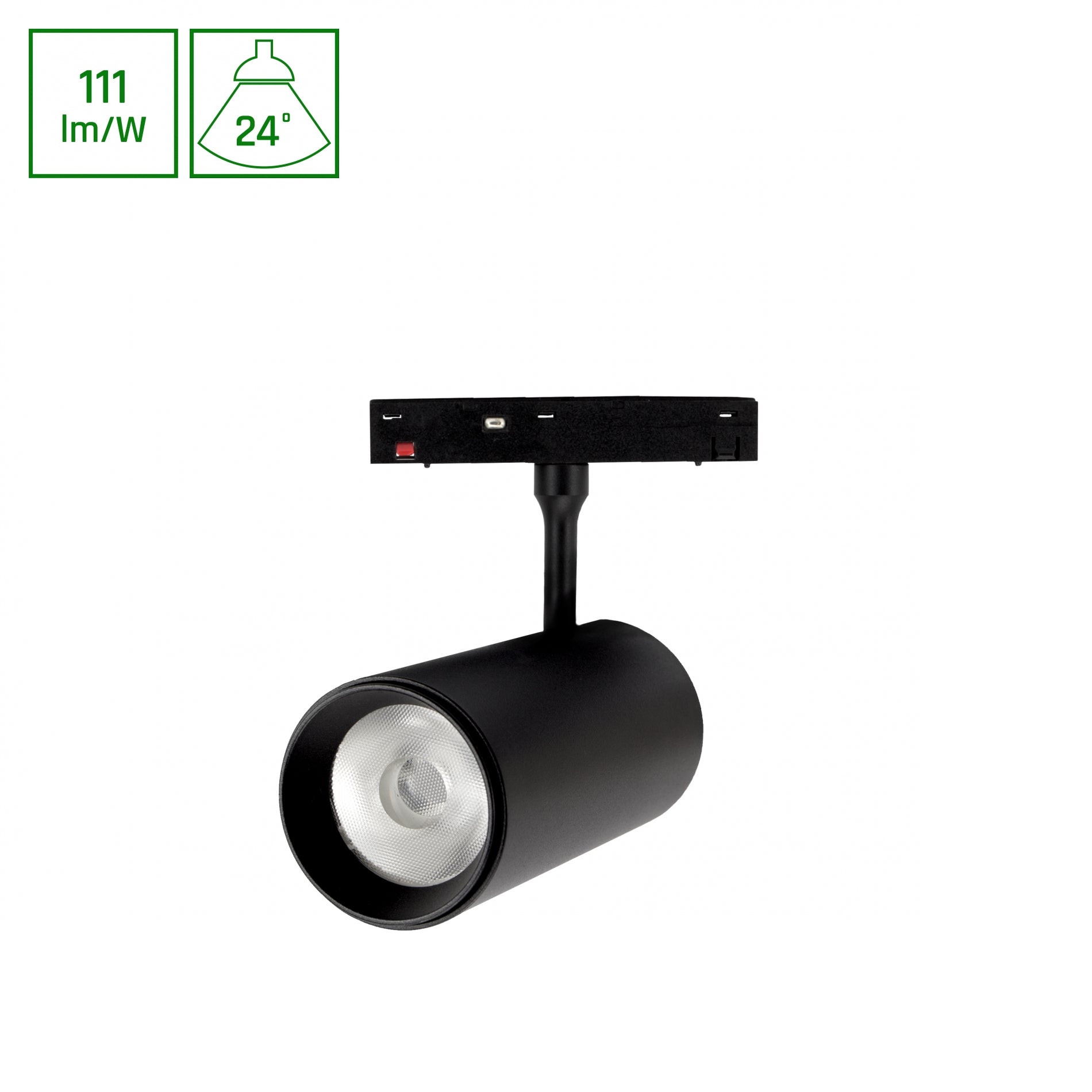 BASIC SPOT L LED Stromschienenstrahler 48V 20W 24° Warmweiß 2700K Schwarz