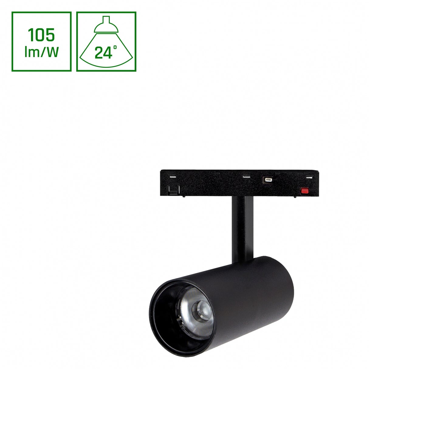 BASIC SPOT M LED Stromschienenstrahler 48V 12W 24° Warmweiß Schwarz