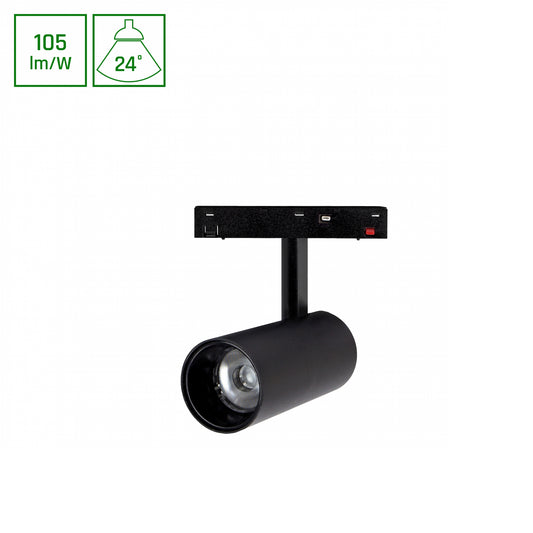 BASIC SPOT M LED Stromschienenstrahler 48V 12W 24° Warmweiß Schwarz