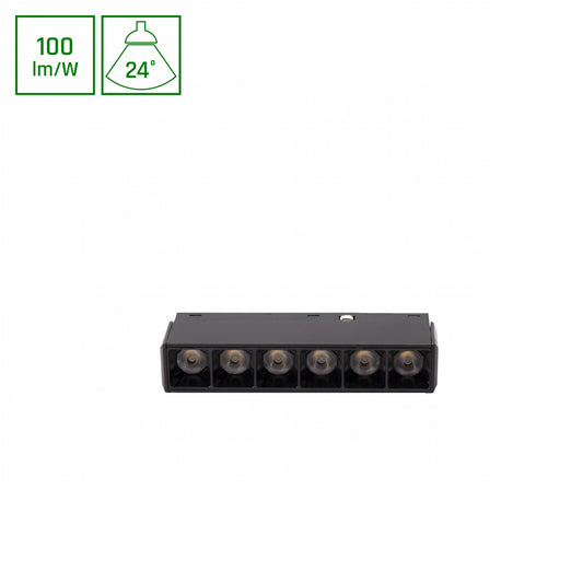 BASIC GRID XS LED Stromschienenstrahler 48V 6W 24° Neutralweiß Schwarz blendfrei