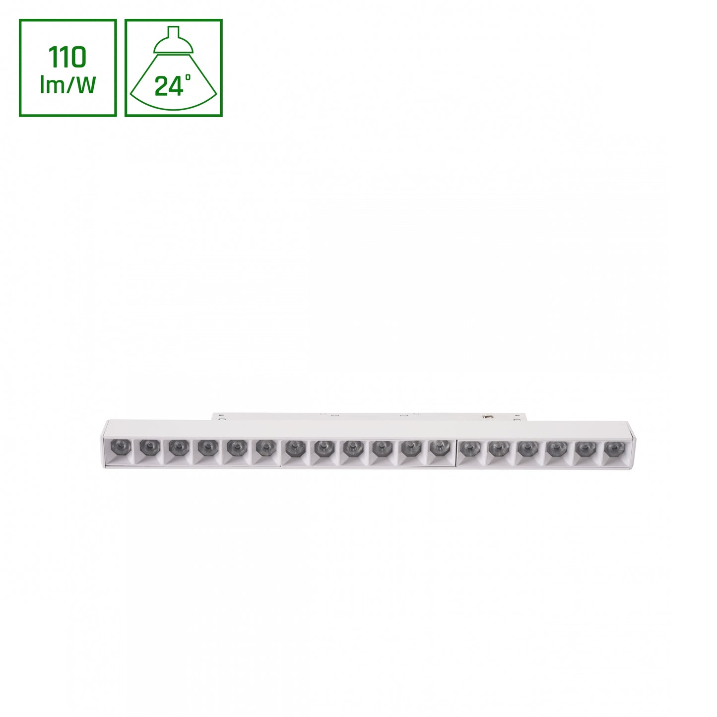 BASIC GRID M LED Stromschienenstrahler 48V 18W 24° Warmweiß Weiß blendfrei