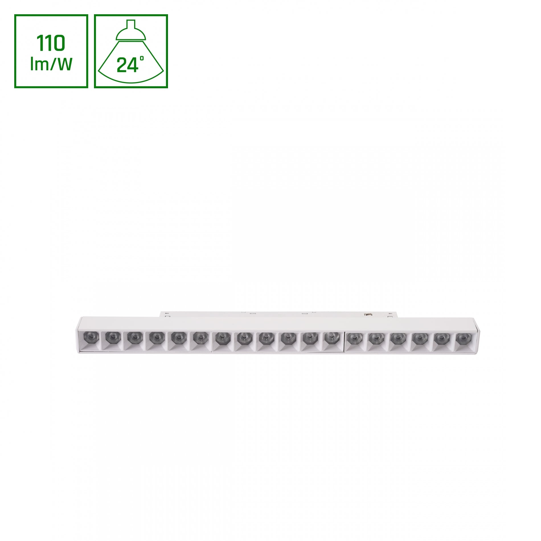 BASIC GRID M LED Stromschienenstrahler 48V 18W 24° Warmweiß Weiß blendfrei