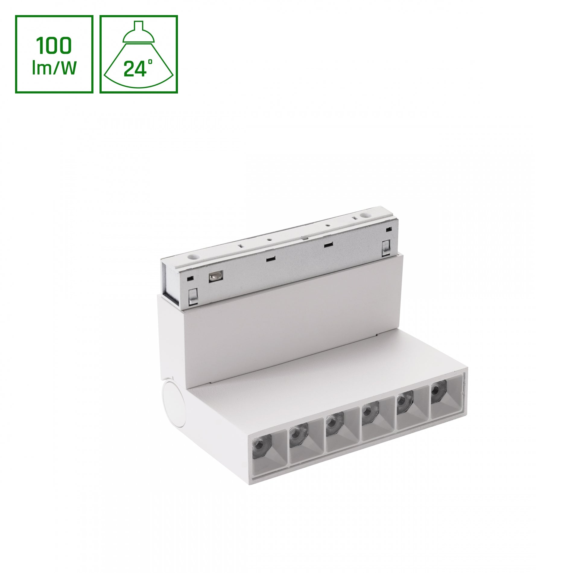 BASIC GRID XS LED Stromschienenstrahler 48V 6W 24° Neutralweiß Schwenkbar Weiß blendfrei