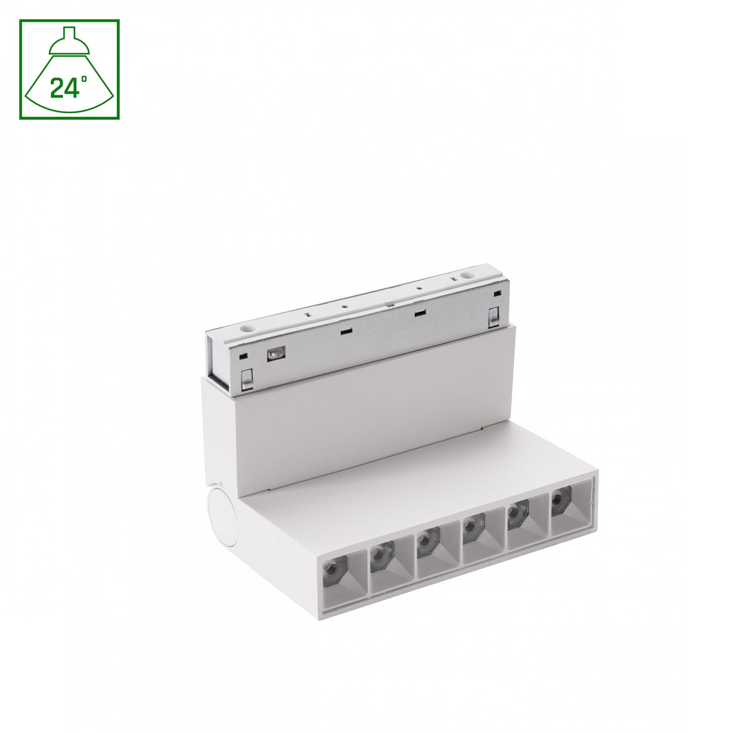BASIC GRID XS LED Stromschienenstrahler 48V 6W 24° Warmweiß Schwenkbar Weiß blendfrei
