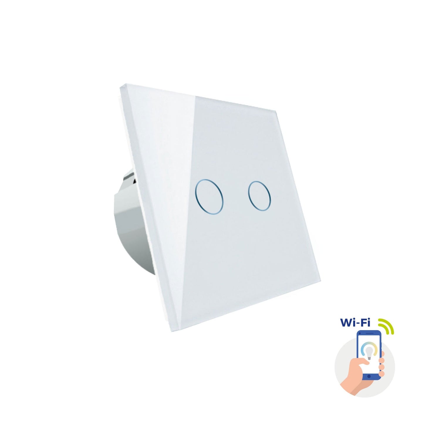 Spectrum LED Smart Light Switch 2 Zones Alexa Google Wall Switch Glass IP20 white