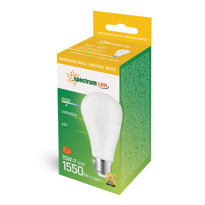 Spectrum LED E27 A60 15W = 101W bulb 270° 1550lm 230V neutral white 4000K