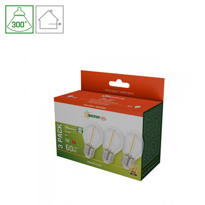 KULKA LED Leuchtmittel E27 Filament 1W 2700K 3er-Set