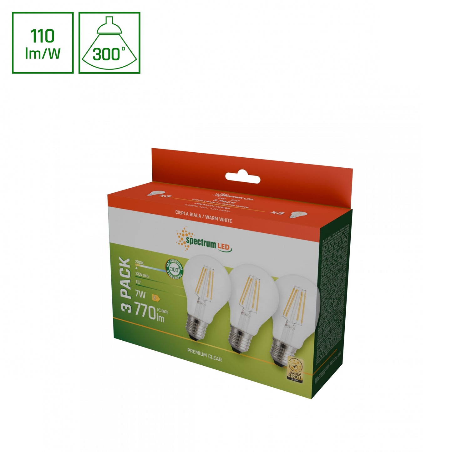 LED Leuchtmittel E27 Filament 7W 2700K 3er-Set