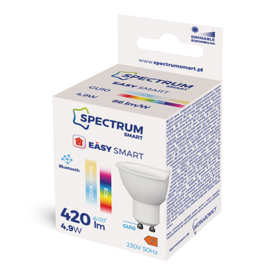 Spectrum LED GU10 EASY SMART APP 4,9W bunt 420lm BLUETOOTH 120° 2700K-6000K DIMMBAR